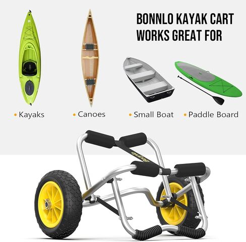 Bonnlo Kayak Cart Dolly Kayak Wheels Detachable Canoe Cart with Solid Tires and Kickstand Kayak Trolley in Saudi Arabia