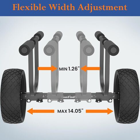 GanFind Kayak Cart Canoe Trolley Carrier Kayak Accessories Transport Dolly with Solid Foam Wheels Detachable Frame Pole and Crossbar in Kuwait