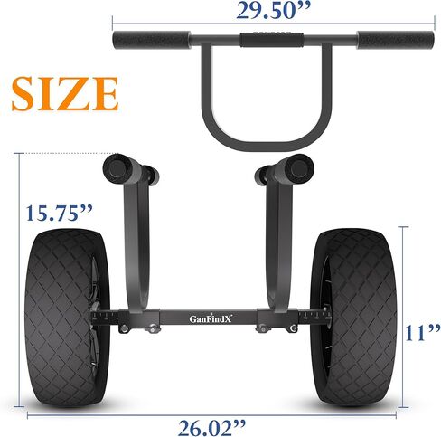 GanFind Kayak Cart Canoe Trolley Carrier Kayak Accessories Transport Dolly with Solid Foam Wheels Detachable Frame Pole and Crossbar in Kuwait