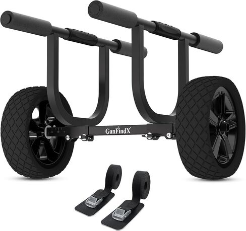 GanFind Kayak Cart Canoe Trolley Carrier Kayak Accessories Transport Dolly with Solid Foam Wheels Detachable Frame Pole and Crossbar in Kuwait