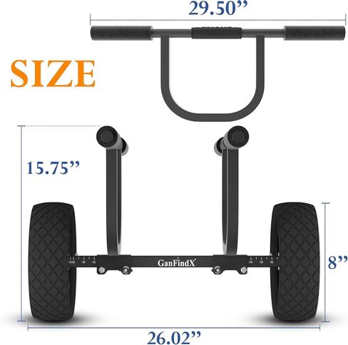 GanFind Kayak Cart Canoe Trolley Carrier Kayak Accessories Transport Dolly with Solid Foam Wheels Detachable Frame Pole and Crossbar in Kuwait