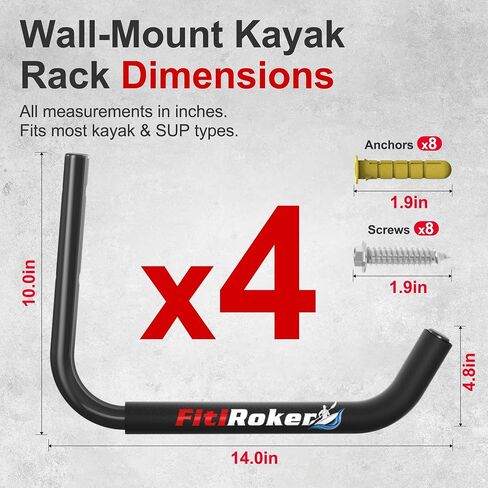 Kayak Storage Rack – 100LB Wall Mounted Kayak Hook with EVA Padding | Kayak Wall Mount & Kayak Rack for Garage | Garage Storage Hooks for Canoes, Paddle Boards, Ladders, Bikes (Round Tube) in Saudi Arabia