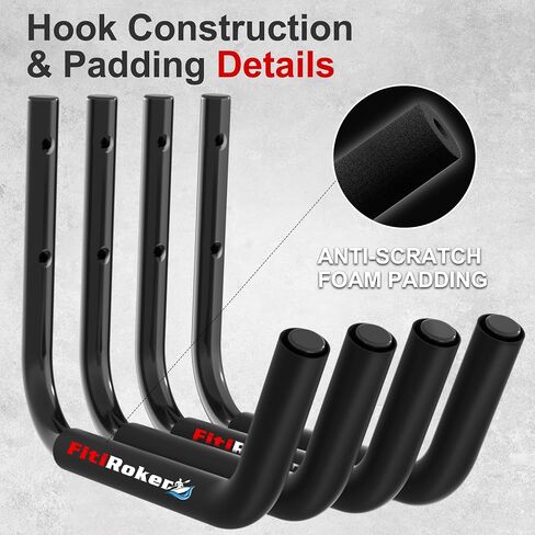 Kayak Storage Rack – 100LB Wall Mounted Kayak Hook with EVA Padding | Kayak Wall Mount & Kayak Rack for Garage | Garage Storage Hooks for Canoes, Paddle Boards, Ladders, Bikes (Round Tube) in Saudi Arabia