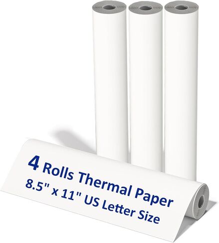 6 Rolls Thermal Paper 8.5 X 11 Inch, US Letter Paper Roll for M08f M832 Portable Printer, Thermal Printer Paper, Quick-dry A4 Paper Rolls for M08f M832 Inkless Printer, Paper for Printer in Kuwait