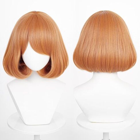 35cm Brown Short Women Straight Cosplay Wig BOB Style Synthetic Party Wig with Long Bangs in Kuwait