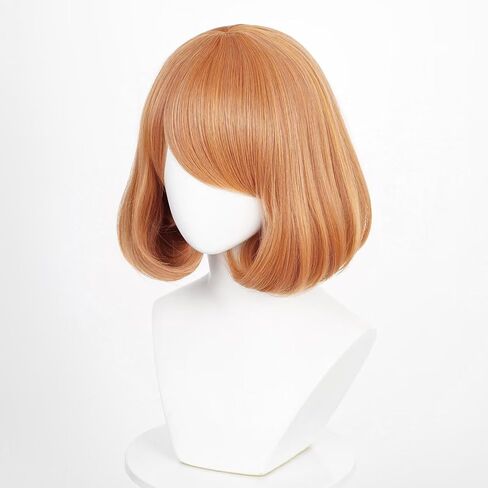 35cm Brown Short Women Straight Cosplay Wig BOB Style Synthetic Party Wig with Long Bangs in Kuwait
