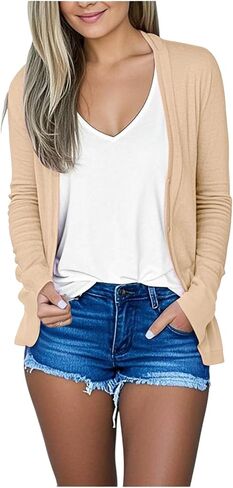 SHOPESSA Light Weight Cardigan Women Long Sleeve Open Front Shrug Casual Solid Color Cardigan Fall Fashion 2025 Tops in Saudi Arabia