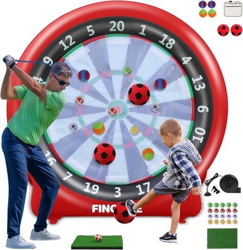 Inflatable 6ft Giant Dartboard, Golf Darts Kick Darts, Soccer & Throw Darts Game with Pump, 2 Kickball, 4 Throw Balls, 20 Golf Balls, Chipping Mat, Giant Dart Board Target Yard Games in Kuwait
