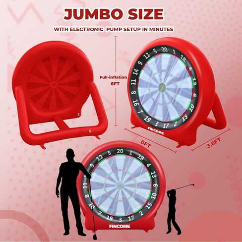 Inflatable 6ft Giant Dartboard, Golf Darts Kick Darts, Soccer & Throw Darts Game with Pump, 2 Kickball, 4 Throw Balls, 20 Golf Balls, Chipping Mat, Giant Dart Board Target Yard Games in Kuwait