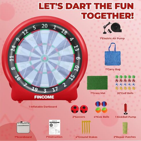Inflatable 6ft Giant Dartboard, Golf Darts Kick Darts, Soccer & Throw Darts Game with Pump, 2 Kickball, 4 Throw Balls, 20 Golf Balls, Chipping Mat, Giant Dart Board Target Yard Games in Kuwait