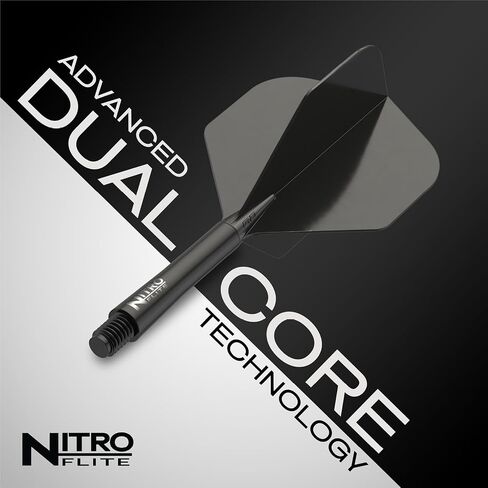 RED DRAGON Darts – Nitro Flite Integrated Flight & Shaft System–No.2 Shape and Design-Available in Short, Intermediate & Medium - White, Black, Blue, Yellow & Clear - Professional Darts Accessories in Kuwait
