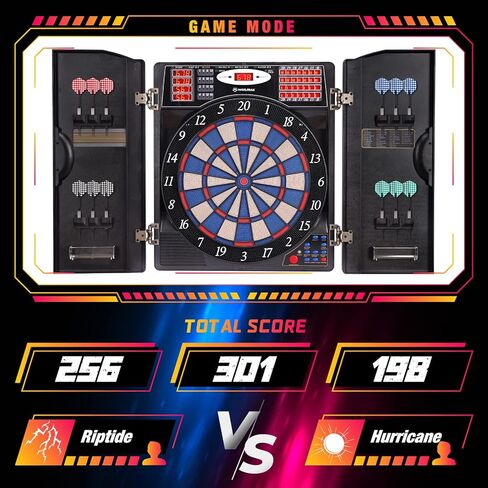 WIN.MAX مجموعة خزانة لوحة DART Electronic ، LED Electric Digital Tip Soft Dart لوحات للبالغين مع خزانة ، ما يصل إلى 16 لاعبًا ، 38 لعبة و 211 اختلافًا مع 12 طرفًا ناعمًا. in Kuwait