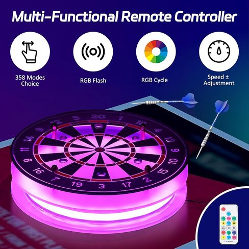 Light Up Dart Holder, Acrylic Dart Holder with Multiple Color Modes and Brightness Adjustment Function with Remote Control, Birthday Christmas Dart Gifts for Men or Darts Enthusiasts in Kuwait