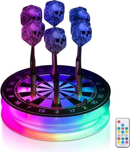Light Up Dart Holder, Acrylic Dart Holder with Multiple Color Modes and Brightness Adjustment Function with Remote Control, Birthday Christmas Dart Gifts for Men or Darts Enthusiasts in Kuwait
