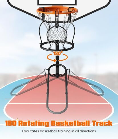 mocomax Basketball Return Attachment, 180° Rotatable Basketball Rebounder with 3 Stable Large Hooks for 18" Rim, Basketball Training Accessories for Outdoor & Indoor Solo Play & Practice in Kuwait