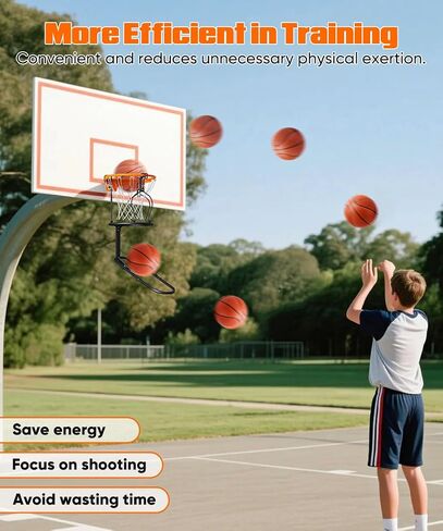 mocomax Basketball Return Attachment, 180° Rotatable Basketball Rebounder with 3 Stable Large Hooks for 18" Rim, Basketball Training Accessories for Outdoor & Indoor Solo Play & Practice in Kuwait