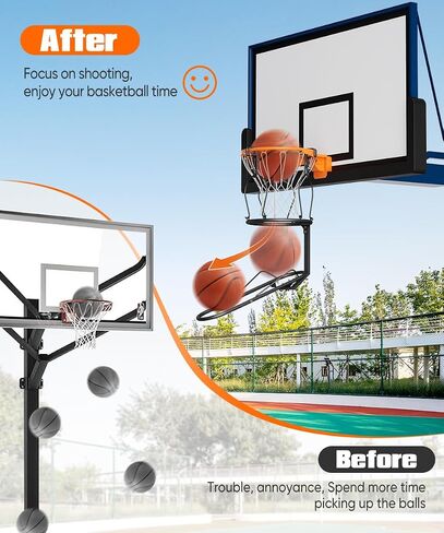 mocomax Basketball Return Attachment, 180° Rotatable Basketball Rebounder with 3 Stable Large Hooks for 18" Rim, Basketball Training Accessories for Outdoor & Indoor Solo Play & Practice in Kuwait