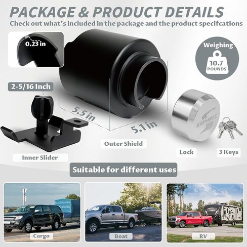 Upgraded Trailer Lock, Fits 2-5/16 Inch Coupler Heavy Duty Anti-Theft Trailer Hitch Lock, Accessories for RV/Boat/Trailer/Pickup in Saudi Arabia