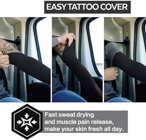 4-Pairs Arm Sleeves for Men and Women - Tattoo Cover Up - Cooling Sports Sleeve for Basketball Golf Football in Kuwait