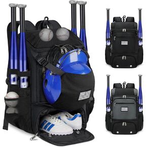 RAINSMORE Baseball Backpack, Lightweight Softball Bag with Shoe Compartment Baseball Bag for Youth & Adult Softball Bat Bag with Fence Hook Helmet Holder Sports Backpack for T-Ball in Kuwait