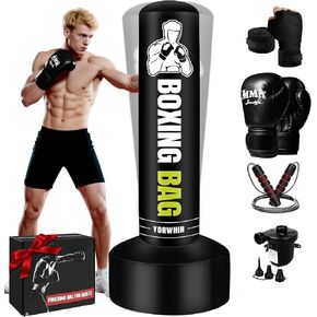 Freestanding Punching Bag for Adults Teens, 70'' Heavy Boxing Bag with Stand with Gloves, Pump and Jump Rope, Women Men Standing Kickboxing Bag for MMA Training Muay Thai Fitness Karate Home Gym in Saudi Arabia