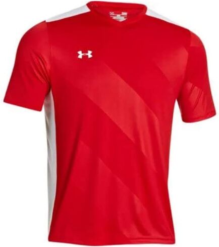 Under Armour Men's Fixture Volleyball Shorts Sleeve Volleyball Jersey - Red/White, Youth Large in Saudi Arabia