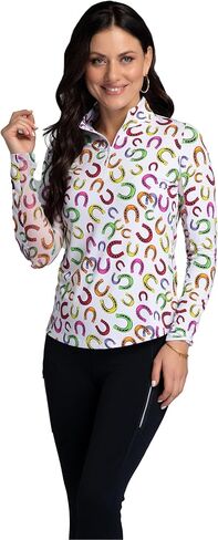 IBKUL Athleisure Wear Sun Protective UPF 50+ Icefil Cooling Bella Print Long Sleeve Mock Neck Top - 10115 in Saudi Arabia