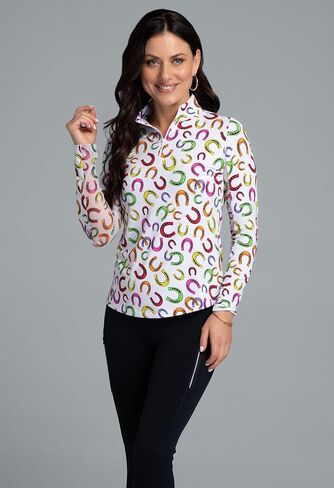 IBKUL Athleisure Wear Sun Protective UPF 50+ Icefil Cooling Bella Print Long Sleeve Mock Neck Top - 10115 in Saudi Arabia