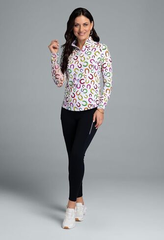 IBKUL Athleisure Wear Sun Protective UPF 50+ Icefil Cooling Bella Print Long Sleeve Mock Neck Top - 10115 in Saudi Arabia