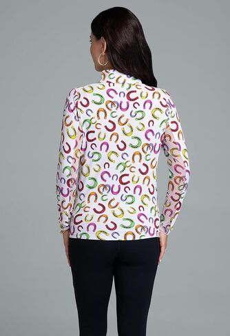 IBKUL Athleisure Wear Sun Protective UPF 50+ Icefil Cooling Bella Print Long Sleeve Mock Neck Top - 10115 in Saudi Arabia