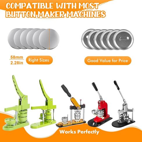 200 Set Button Button Maker ، أجزاء زراعة الأزرار ، أجزاء الشارة الفارغة المعدنية لزر زر صانع صانع صانع الأزرار. in Kuwait