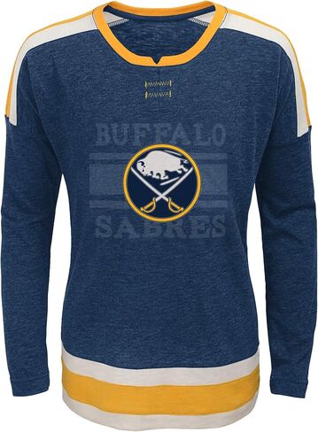 Outerstuff NHL Youth Girls (7-16) Celly Long Sleve Hyper Slub Tee ، Buffalo Sabers Navy X-Large (16) in Saudi Arabia