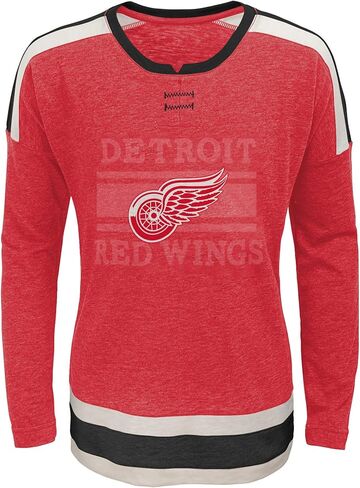Outerstuff NHL Youth Girls (7-16) Celly Long Sleeve Hyper Slub Tee, Detroit Red Wings Red Medium (10-12) in Saudi Arabia