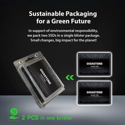 Gigastone Game Pro 2-Pack 2TB SSD SATA III 6Gb/s. 3D NAND 2.5" Internal Solid State Drive, Read up to 540MB/s. Compatible with PS4, PC, Desktop and Laptop, 2.5 inch 7mm (0.28") in Saudi Arabia
