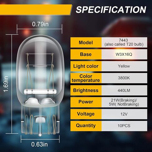 Meonum 20 Pcs 7443 Bulb, Brake Light Bulb for Daytime Running(DRL), T20 Automotive Reverse/Strobe Brake/Tail/Backup/Parking/Tail Light/Turn Signal Replacement for Cars, Trucks, SUVs in Saudi Arabia