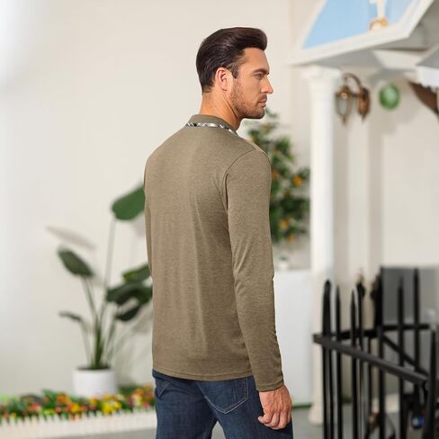 Aulemen Men's Long Sleeve Polo Shirts Casual Button Golf Tshirt Moisture Wicking Cotton Tee Collared Basic Shirts with Pocket in Kuwait