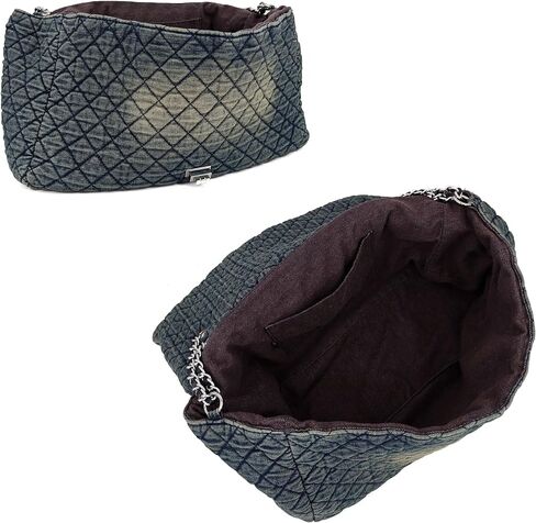Large Quilted Denim Purse, Oversize Shoulder Bags for Women, Carry-all Crossbody Flap Hobo Tote Bag, Chain Strap Jean Purse in Kuwait