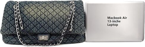 Large Quilted Denim Purse, Oversize Shoulder Bags for Women, Carry-all Crossbody Flap Hobo Tote Bag, Chain Strap Jean Purse in Kuwait