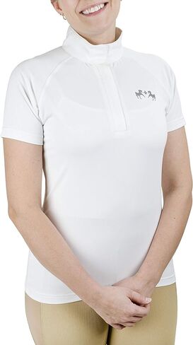 الخيول الأزياء الراقية السيدات ماجدة الدانتيل Equicool الأكمام قصيرة Shirt- أبيض ، ل in Kuwait