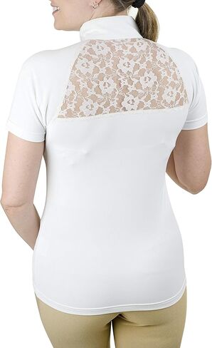 الخيول الأزياء الراقية السيدات ماجدة الدانتيل Equicool الأكمام قصيرة Shirt- أبيض ، ل in Kuwait
