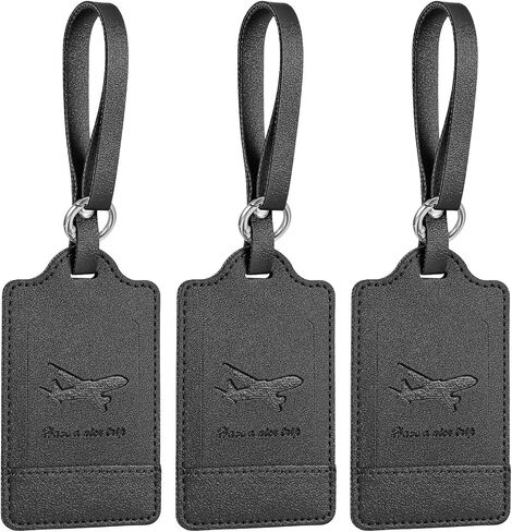 Leather Luggage Tags, 3 Pack Luggage Suitcase Tags with Name ID Card for Suitcases Privacy Protection Bag Tags Travel Accessories Travel Essentials(Multiple Colors) in Saudi Arabia