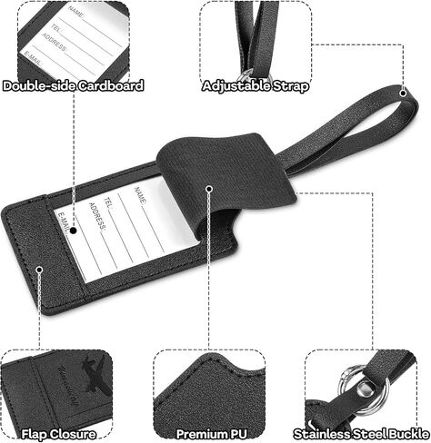 Leather Luggage Tags, 3 Pack Luggage Suitcase Tags with Name ID Card for Suitcases Privacy Protection Bag Tags Travel Accessories Travel Essentials(Multiple Colors) in Saudi Arabia