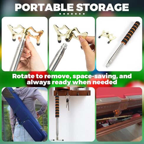 Pool Bridge Stick, Professional Retractable Pool Cue Bridge with Removable Brass Bridge Head, Free Adjustment for Multi-Angle Shots, Easy to Use and Storage, Essential Pool Table Accessories in Kuwait
