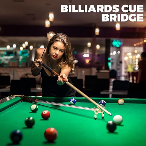 Pool Bridge Stick, Professional Retractable Pool Cue Bridge with Removable Brass Bridge Head, Free Adjustment for Multi-Angle Shots, Easy to Use and Storage, Essential Pool Table Accessories in Kuwait