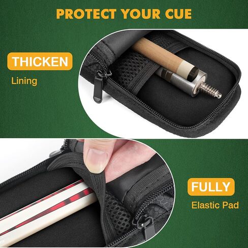 Pool Cue Case, Soft Pool Stick Case 1x1 Holds 1 Butt and 1 Shaft with Queue Zipper Pocket, Sturdy Polyester Billiard Cue Bag with Shoulder Strap Handle, Billiard Stick Bag for Men and Women in Saudi Arabia