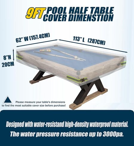 Pool Table Cover - Billiard Table Cover, 600D Waterproof Covers for Billiard Pool Table, Heavy Duty Scratched-Free UV Protection Snooker Furniture Table Cover in Kuwait