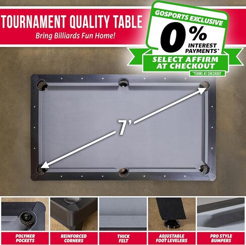 GoSports 7 ft Pool Tables with Wood Finish - Gray or Green Felt - Billiards Game Room Table for Adults & Family - Accessories Not Included in Saudi Arabia