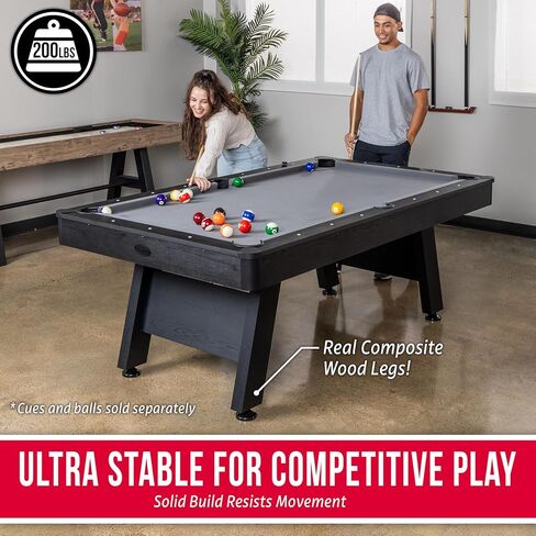 GoSports 7 ft Pool Tables with Wood Finish - Gray or Green Felt - Billiards Game Room Table for Adults & Family - Accessories Not Included in Saudi Arabia