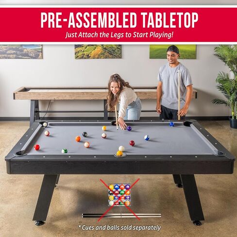 GoSports 7 ft Pool Tables with Wood Finish - Gray or Green Felt - Billiards Game Room Table for Adults & Family - Accessories Not Included in Saudi Arabia