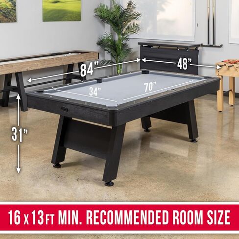 GoSports 7 ft Pool Tables with Wood Finish - Gray or Green Felt - Billiards Game Room Table for Adults & Family - Accessories Not Included in Saudi Arabia